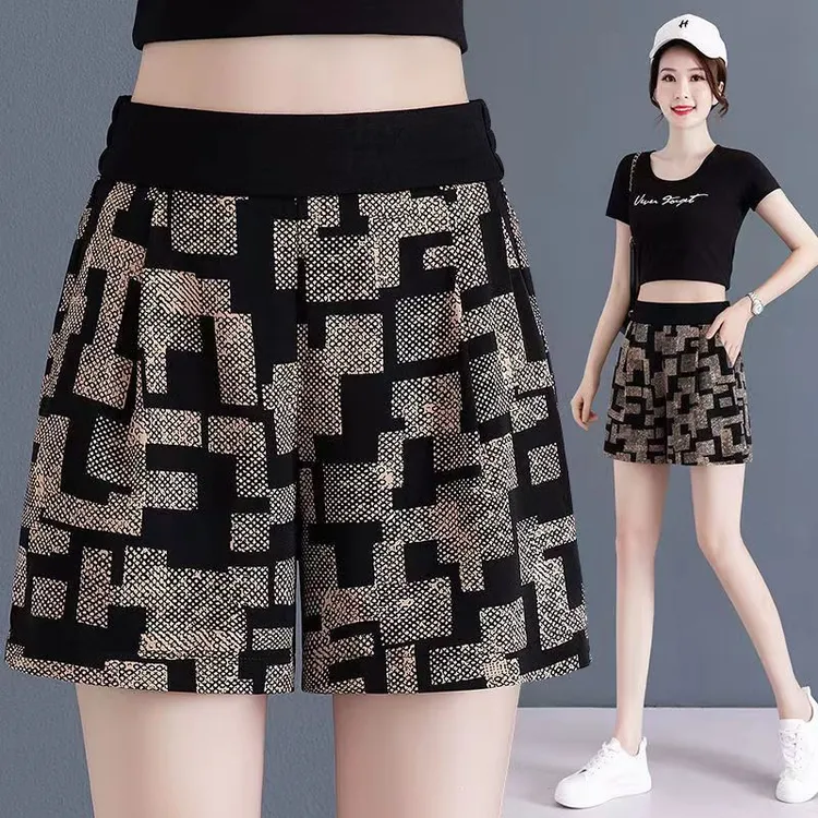 冰丝速干雪纺短裤女夏薄款高腰宽松网红爆款外穿运动休闲阔腿热裤