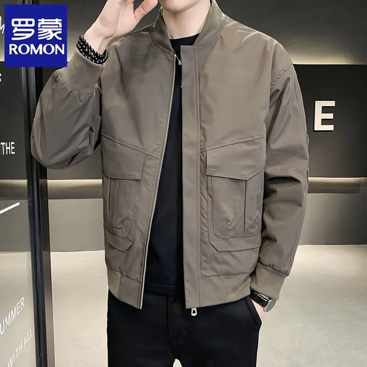 罗蒙春秋新款男士商务时尚飞行员夹克棒球服休闲痞帅外套上衣潮牌