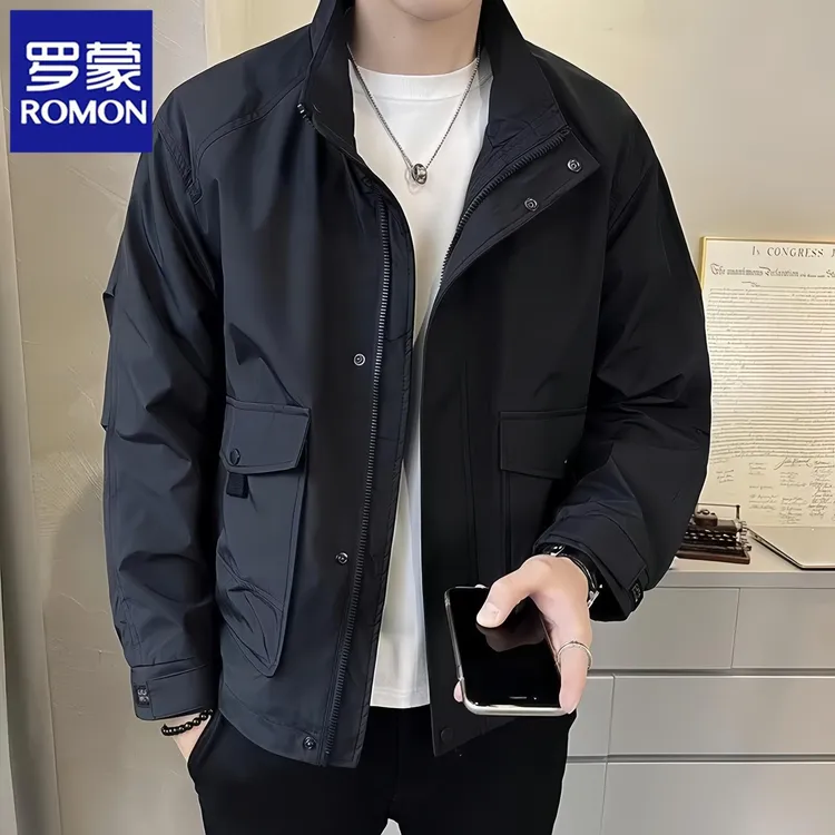 罗蒙2025新款春秋季男装机车夹克帅气休闲立领百搭工装棒球服潮流
