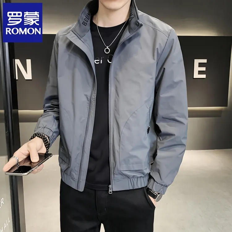 罗蒙2025新款男士外套修身韩版潮流立领机车夹克衫春秋季薄款休闲