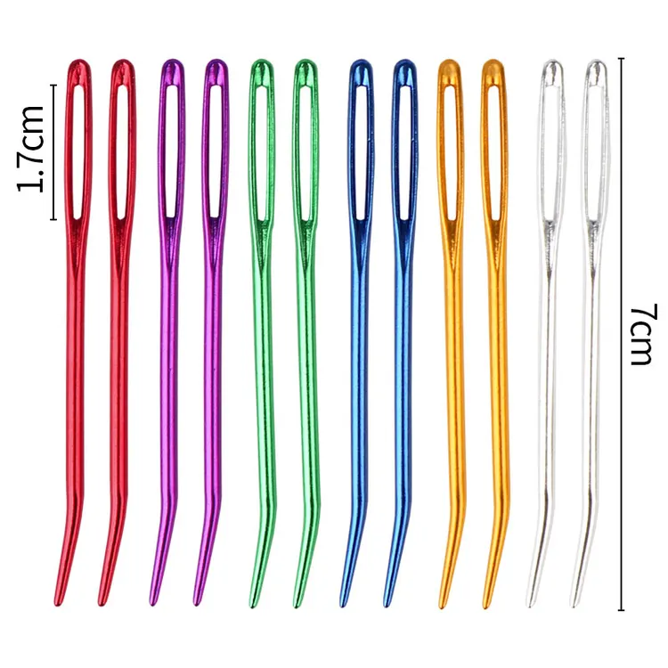 手工铝合金大眼针弯针 毛衣弯头缝合针 大眼毛线弯针铝毛衣针