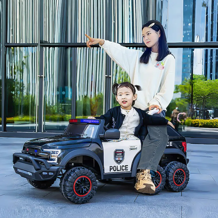 儿童电动车6轮遥控玩具车可坐大人越野亲子汽车小孩宝宝双人警车
