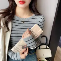 条纹针织衫女爆款2025秋冬新款打底衫内搭春秋季修身早秋上衣毛衣