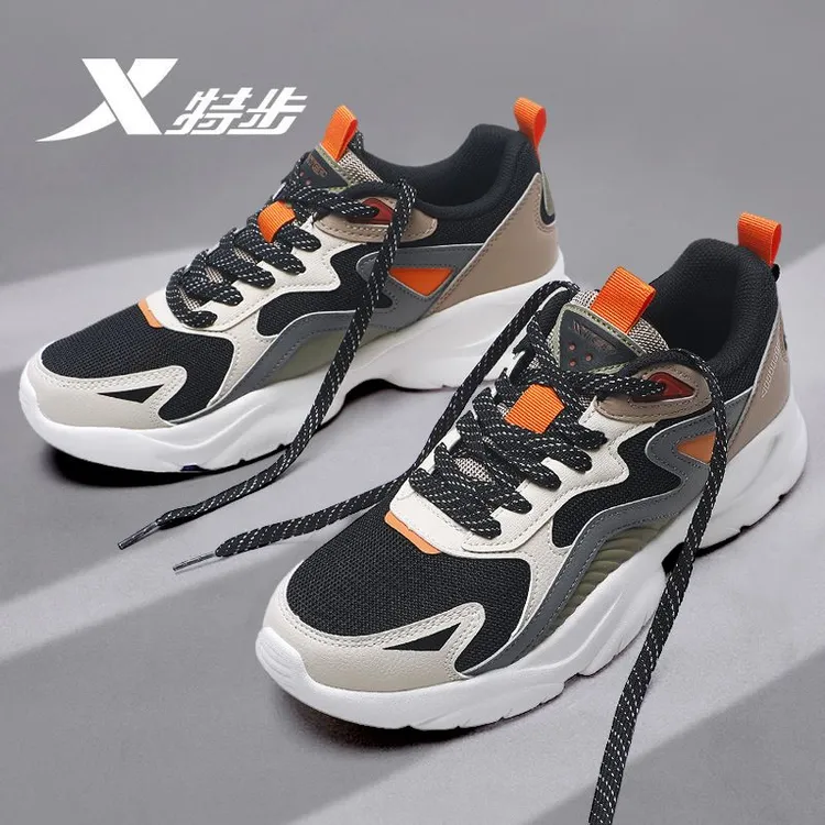 特步男鞋秋季新款网面跑步鞋官方正品复古老爹鞋休闲鞋子运动鞋男