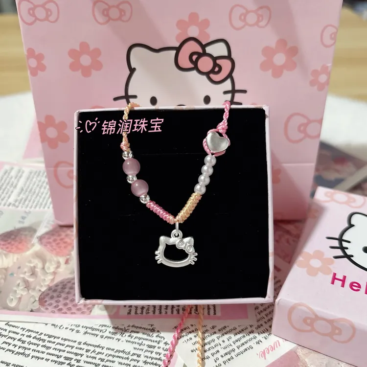 吊坠足银 足银999纯银hellokitty项链kitty猫少女心送女友礼物