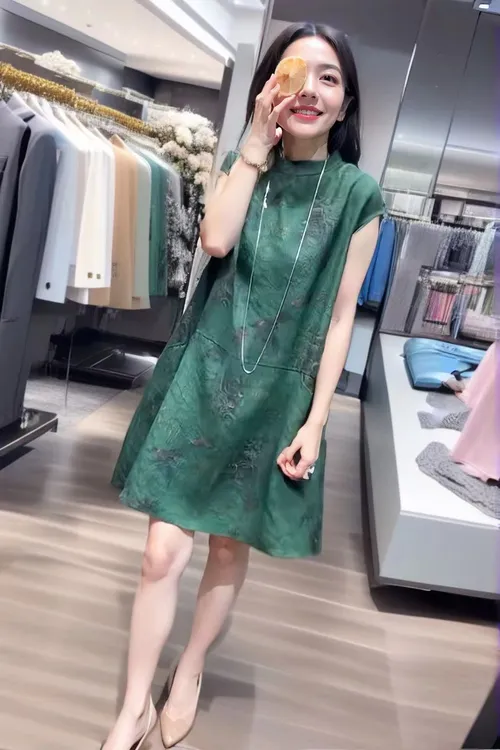 新款2024夏季新中式国风大码女装连衣裙简约改良旗袍绿色宽松裙子