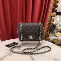 95新 Chanel/香奈儿 GGS香奈儿方胖子黑金荔枝牛皮单肩包29081005