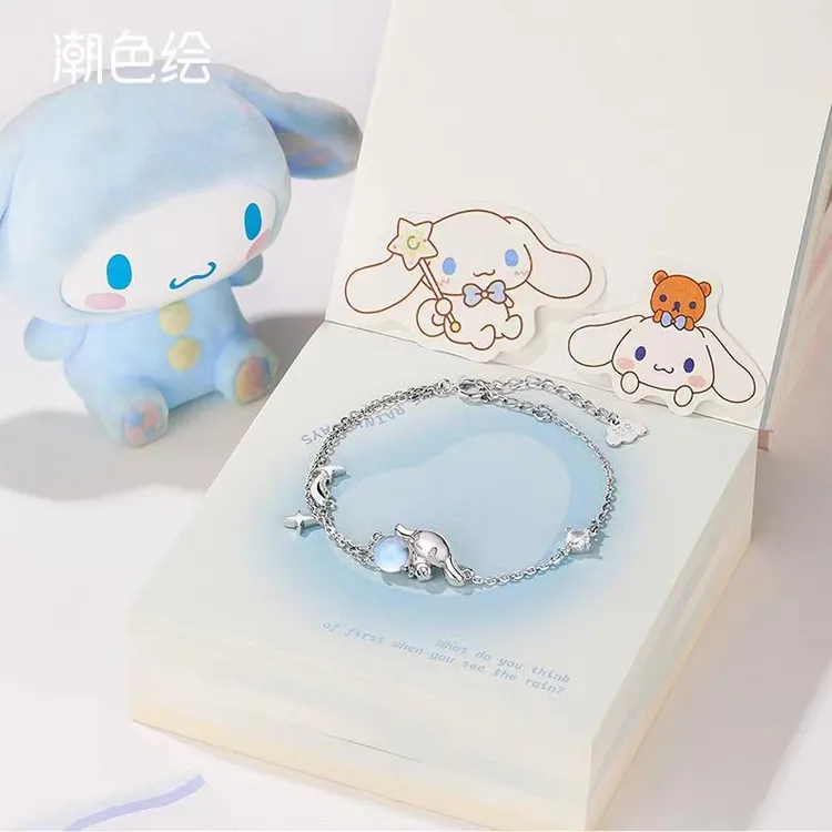 潮色绘 925银合成锆石手链 玉桂狗星星手链高颜值女款送女友礼物