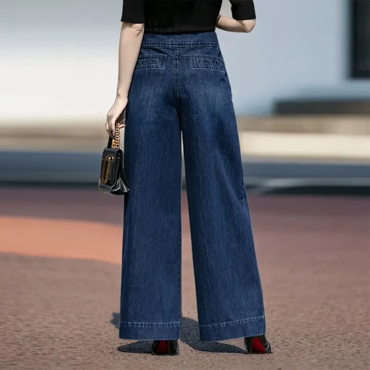 25秋冬加绒高腰垂感阔腿牛仔裤女宽松显瘦大码直筒长裤百搭休闲裤
