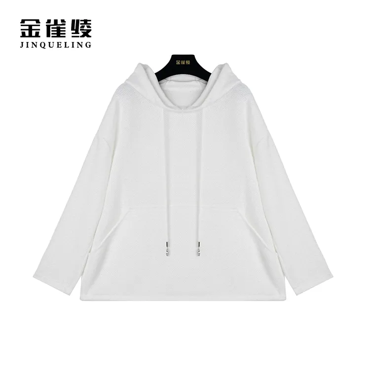 金雀绫【白砂糖】秋冬纯色百搭时尚针织连帽衫SZ4S25