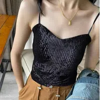 金丝绒吊带女带胸垫西装内搭显瘦外穿美背甜辣网红女背心打底百搭