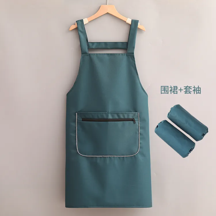 JIAQILI/佳绮利防水防油围裙套装拉链口袋厨房家用餐饮工作服耐脏