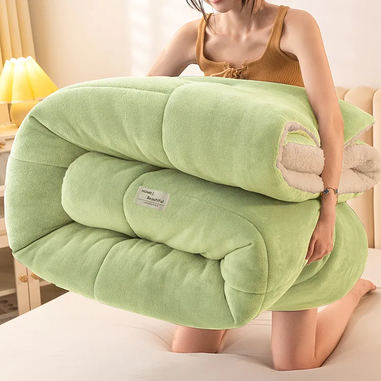 加厚保暖羊羔绒被子被芯雪花绒冬被加绒棉被褥学生单人宿舍春秋被