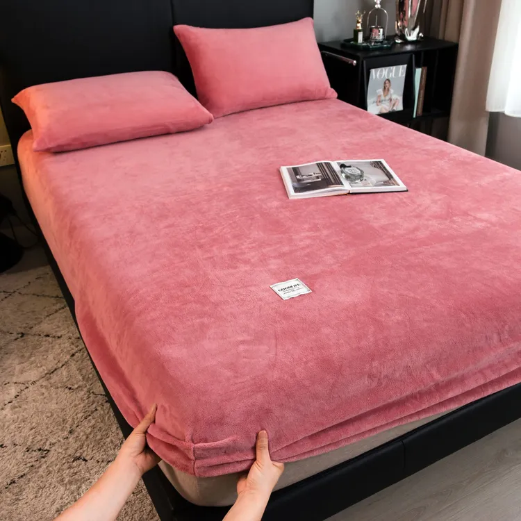 牛奶绒加厚床笠单件席梦思全包床罩加绒床垫保护套水晶绒防滑床单