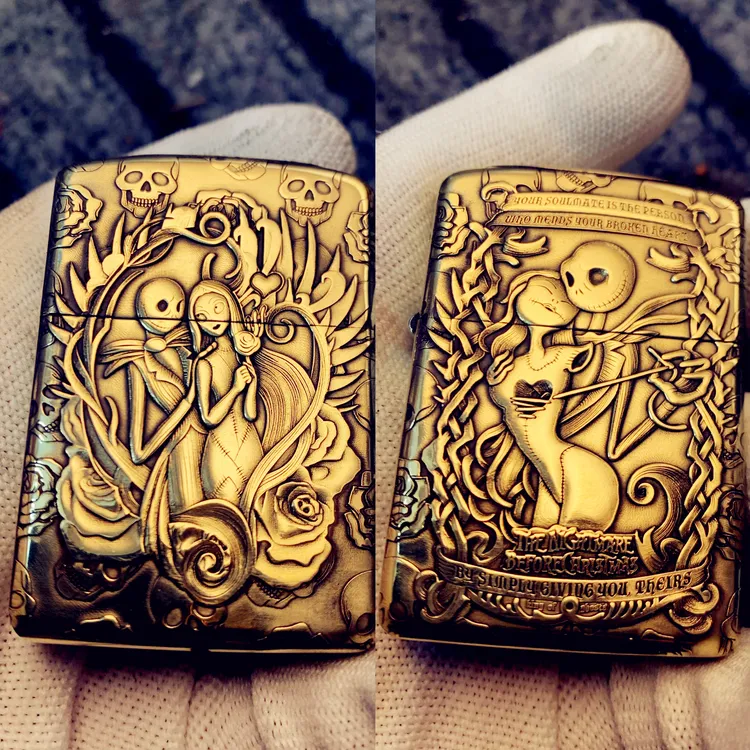 cuci酷骑黄铜浮雕盔甲打火机/可盘可包浆