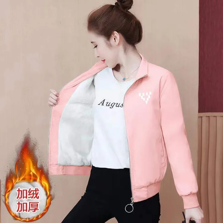 短外套夹克春秋新款小个子时尚百搭韩版休闲立领棒球