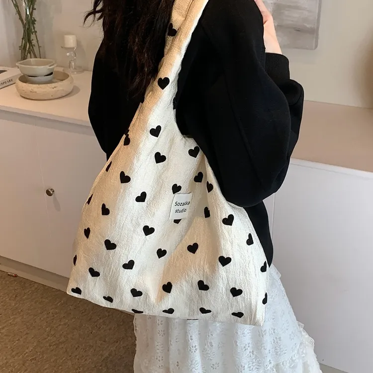 大容量帆布包女2024新款秋冬休闲单肩包韩系ins通勤托特包购物袋