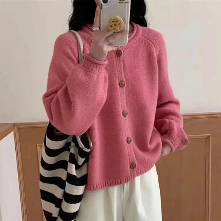 【600克高品质】卷边设计感宽松毛衣外套新款慵懒风百搭针织开衫女