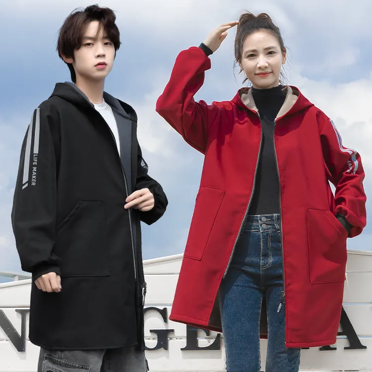 加绒长袖罩衣保暖连帽围裙时尚简约可定制logo印字秋冬款耐寒防污