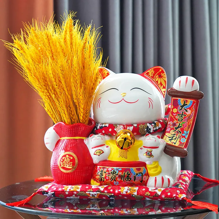 麦穗陶瓷大吉大利招财猫开业礼品生意兴隆寓意财源广进开运礼品