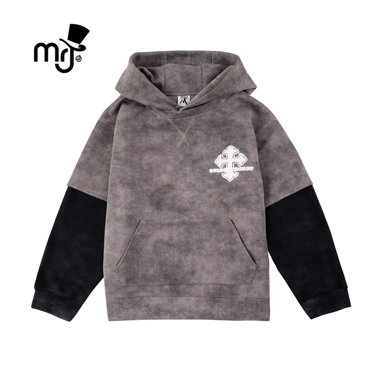 MRJ周杰伦原创品牌假两件复古洗水男女同款连帽卫衣休闲