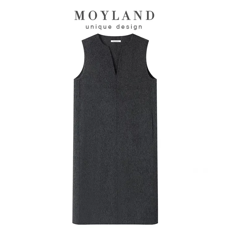 QH | 100%绵羊毛简约经典休闲宽松舒适感中长款气质时尚背心裙