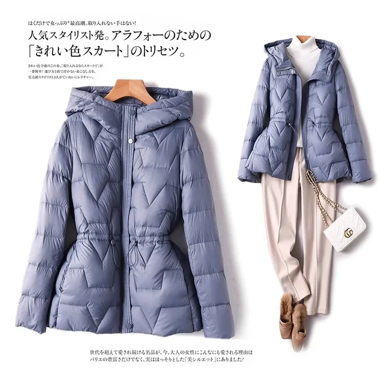 2025年新款欧货大牌轻薄白鸭绒女短款时尚收腰显瘦小个子保暖外套