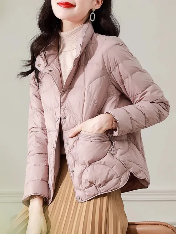 欧货轻薄羽绒服女2025冬季新款小个子洋气白鸭绒今年流行短款外套