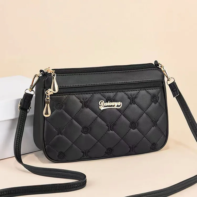 中年软皮包包女2025新款夏季妈妈包小包百搭菱格休闲单肩包斜跨包