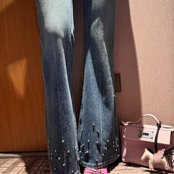 你的呵呵｜匠人系列精工钻饰立裁微喇牛仔裤