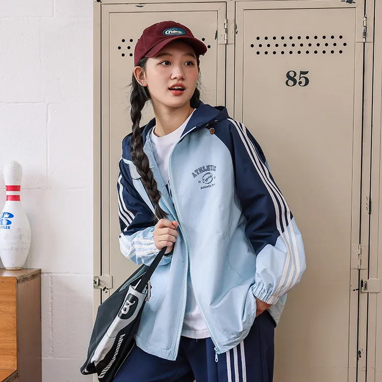 高中生秋冬季风衣外套少女新款洋气宽松初中学生大童工装休闲上衣