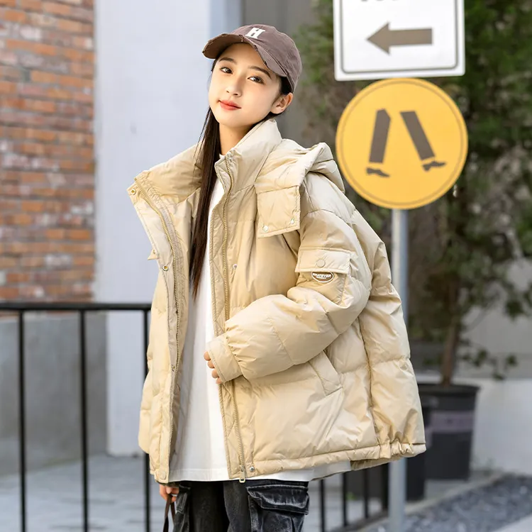 初高中学生冬季加厚羽绒服2025新款少女孩大童宽松白鸭绒保暖外套