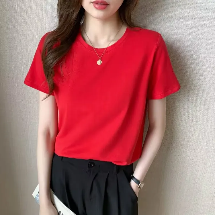 夏季红色t恤短袖男女半袖班级聚会上衣公司logo节假日定制班服