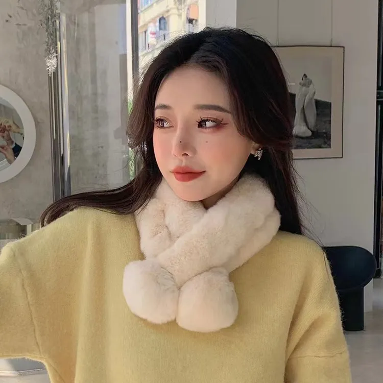 海宁皮也娜两管两球真毛围脖毛绒百搭秋冬款围脖