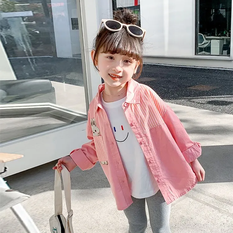 女童衬衫春秋新款印花洋气休闲长袖外穿小童女宝儿童宝宝韩版女孩