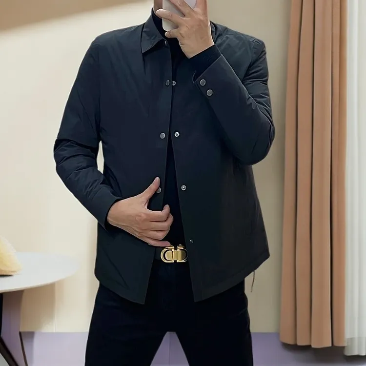 冬季新款男士棉服纯色百搭商务休闲翻领显瘦大码行政棉服韩版帅气