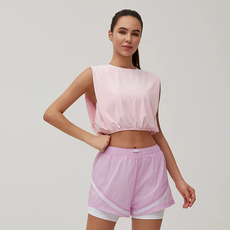 Iyoga春夏新款多巴胺风格女士无袖运动罩衫外搭T066