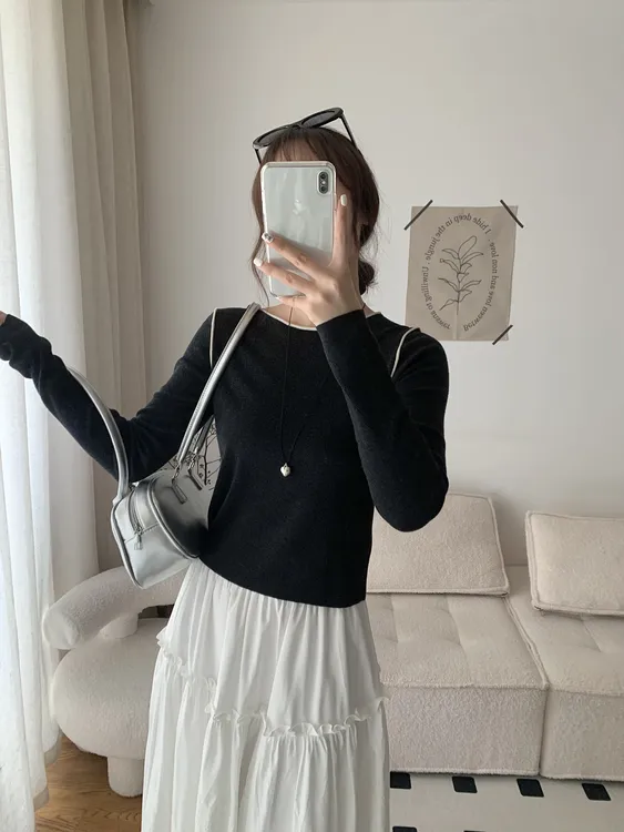 圆领基础针织打底针织衫