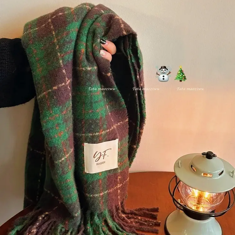 秋冬新款格子围巾氛围感百搭保暖冬季围脖围巾女韩版