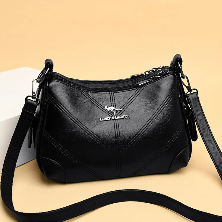 中年妈妈包中老年2025新款双层大容量软皮包单肩斜挎包婆婆包包