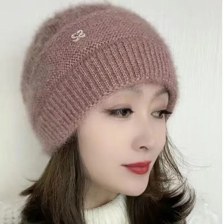 秋冬季松鼠绒双层加厚针织百搭堆堆蓓蕾女士帽子时尚韩版防寒冷帽