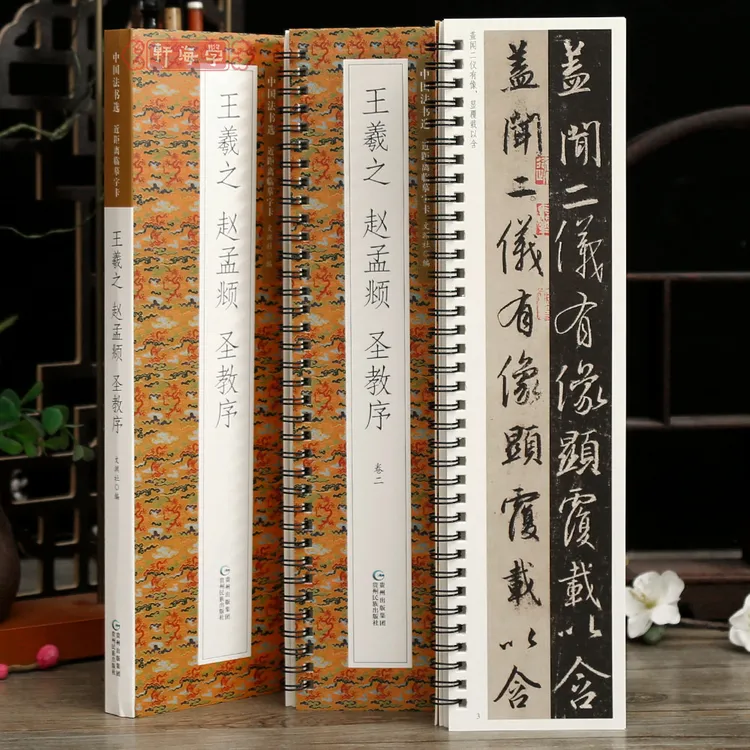 学海轩共2本王羲之赵孟頫圣教序近距离临摹字卡原色原帖简体旁注