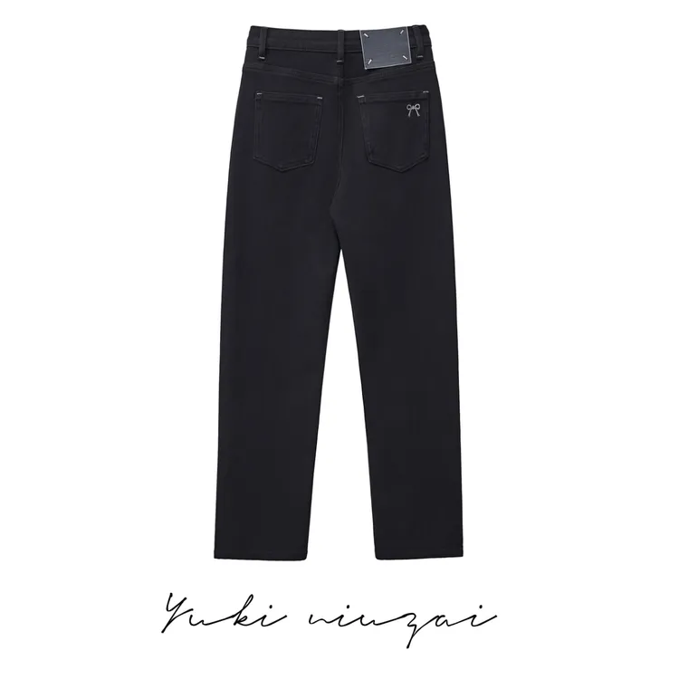 春夏季纯黑色新款九分裤烟管裤高腰直筒裤女款牛仔裤女小个子爆款