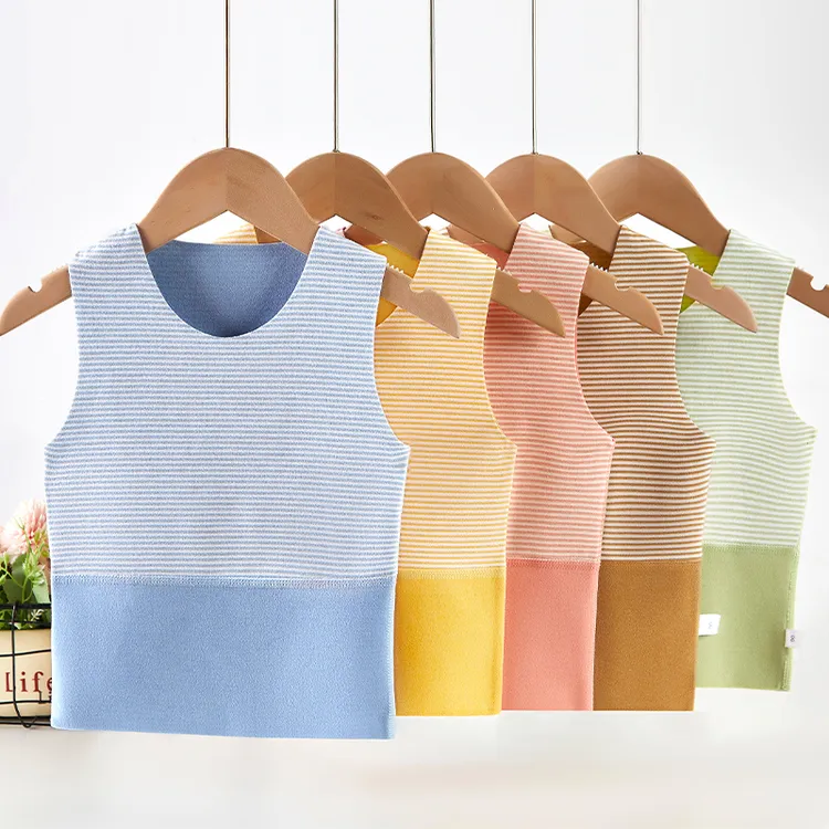 婴儿弹力德绒保暖背心秋冬季护肚男女宝宝儿童贴身无骨打底无袖