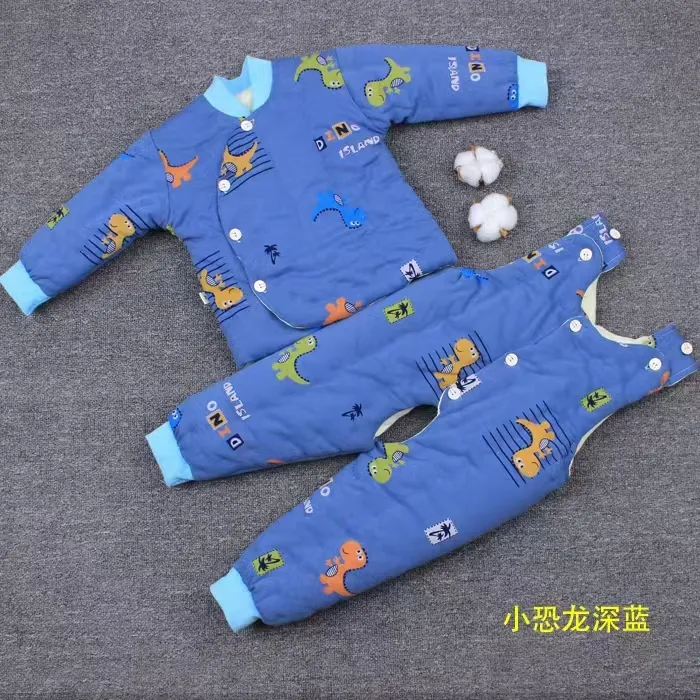 宝宝手工棉衣棉袄棉裤 背带裤儿童两件套，高弹力收口冬季加厚款