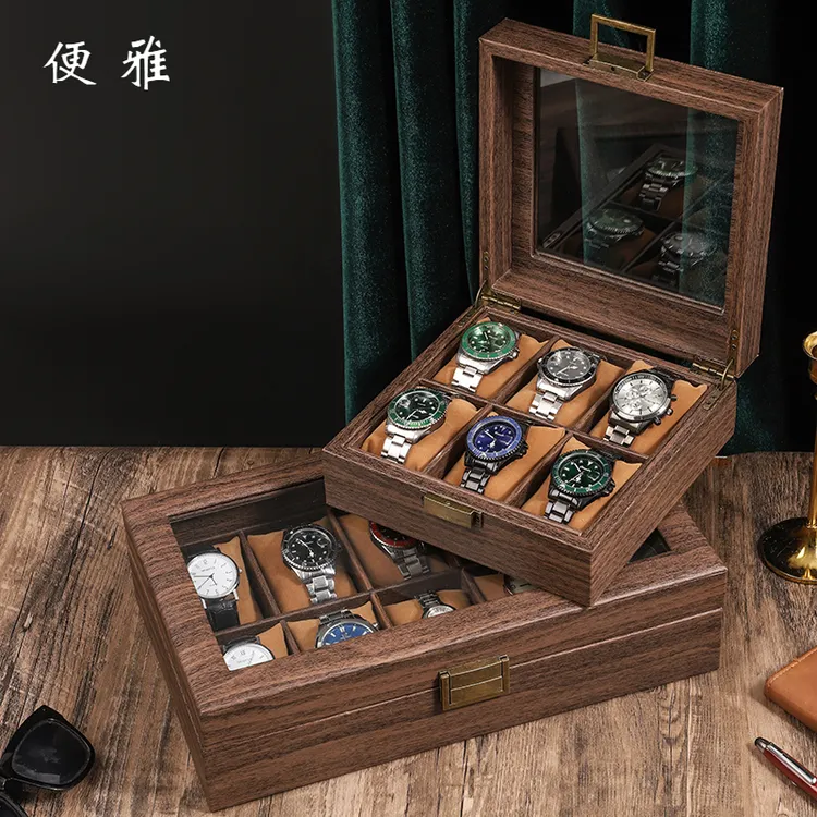 便雅 首饰盒/箱 复古木纹皮质手表收纳盒手表收藏箱手表礼盒表盒