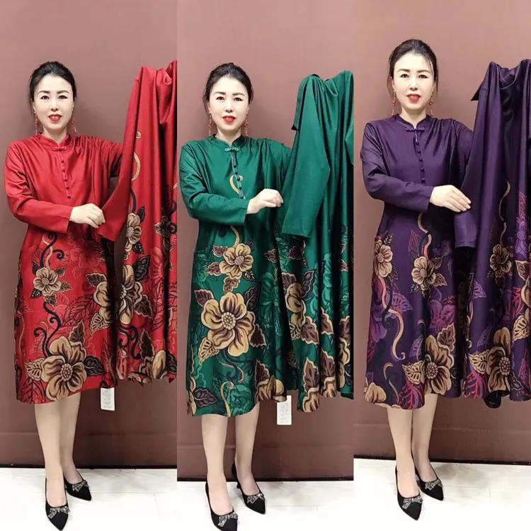 秋季新款中国风元素大花套裙两件套