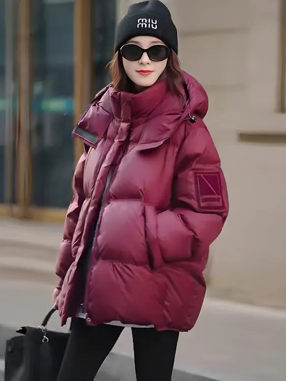 【当日发货】高级感超好看红色棉衣棉服韩版宽松加厚保暖外套女冬