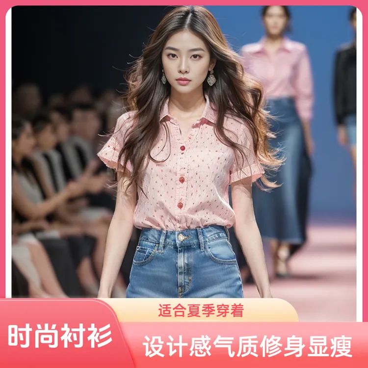 夏季粉色甜美碎花短袖衬衫女2024新款设计感气质修身显瘦时尚上衣