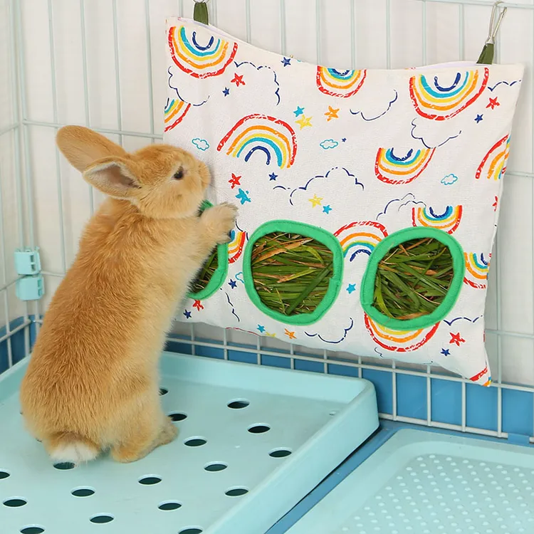 兔子干草袋大容量不漏草荷兰猪垂耳兔侏儒兔用品可水洗放浪费草架